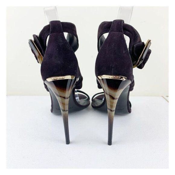 Burberry Marham Purple Suede Trench Ankle Wrap Ombré Heel Buckle Sandal 9 - Picture 5 of 13